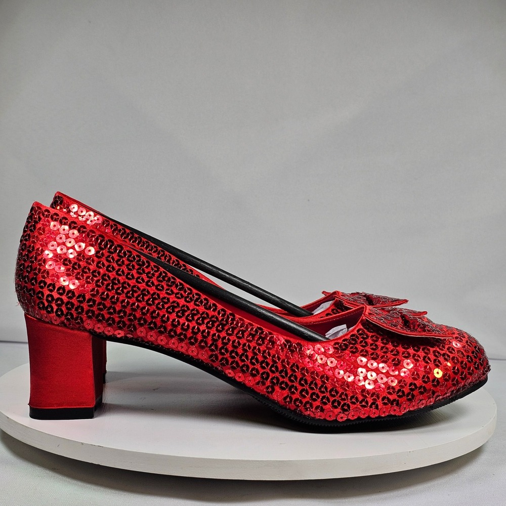 New Ellie Shoes 203-Judy Womens Red Sequined Ruby Slipper Costume Pump Heel Sz 9 - Picture 3 of 9